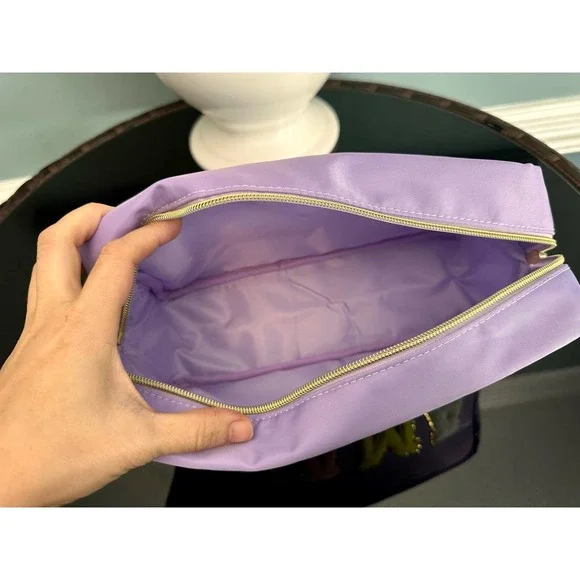 PREPPY Mama Cosmetic Toiletry Bag Chenille Letter Patch Nylon Zip Travel - Picture 5 of 7